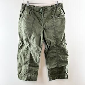 Pilcro Anthropologie High Rise Wide Leg Cropped Utility Pants Green XL